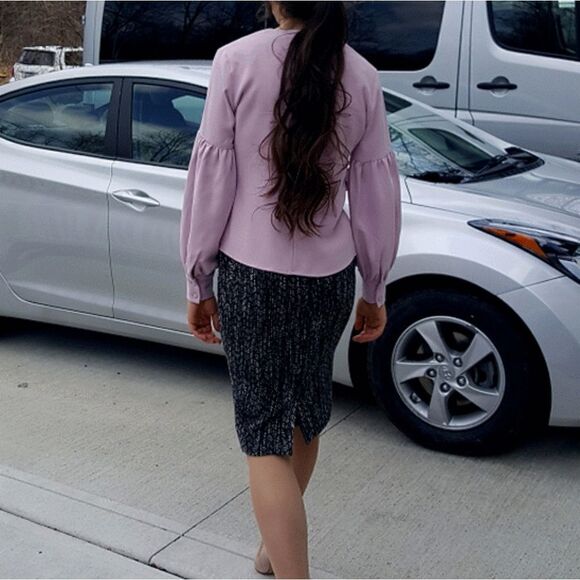 RACHEL Parcell Blush Pink Blouse Lantern Sleeves - Picture 5 of 9